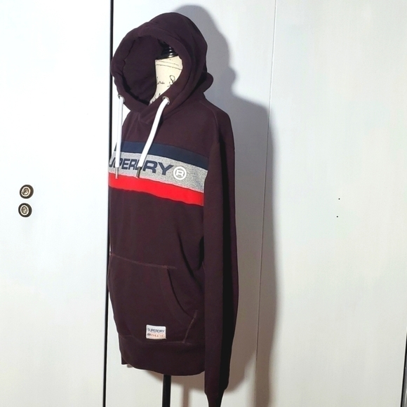 SuperDry- Mens Burgundy Trophy Hood Logo Hoodie Sz.Small - Picture 5 of 15